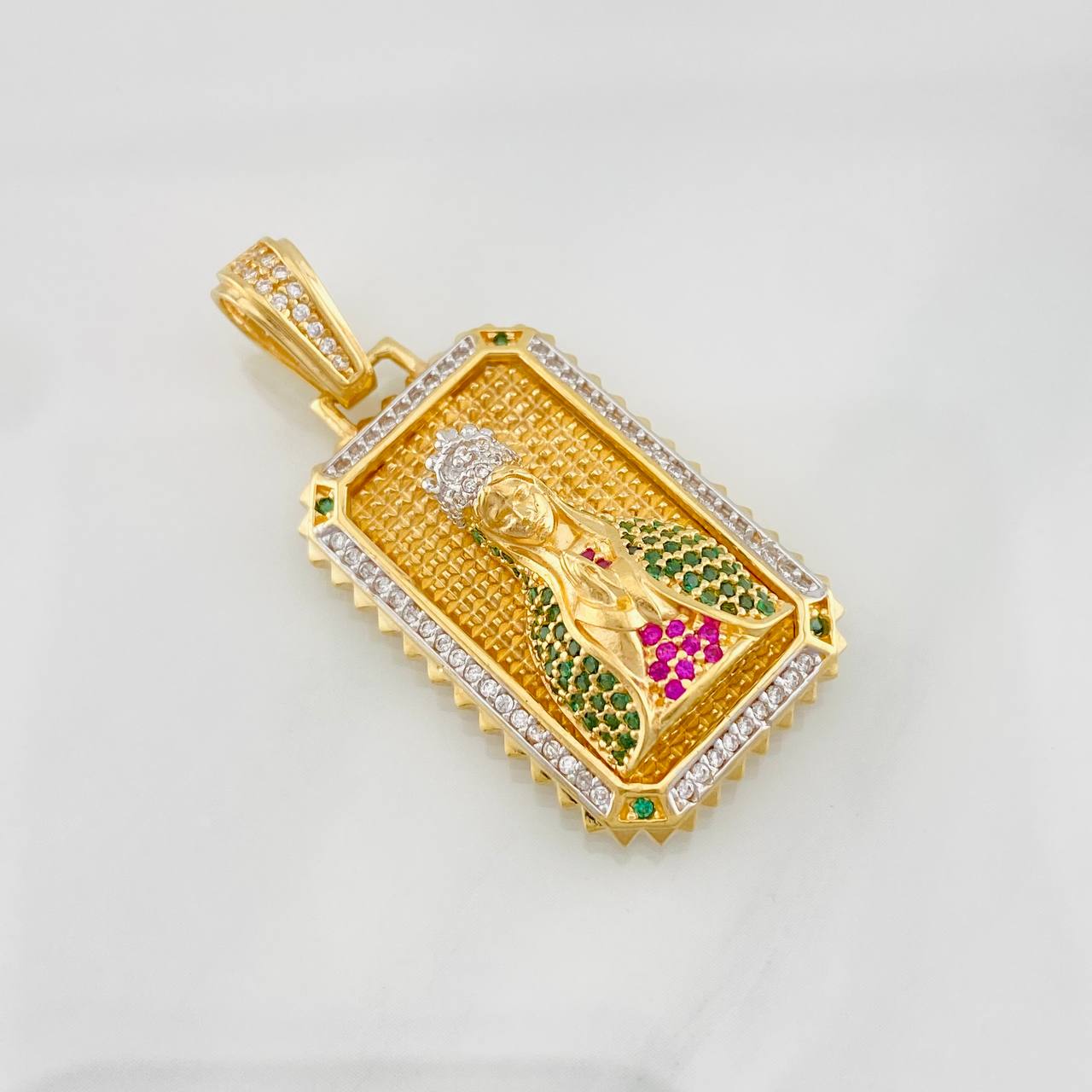 Dije Medalla Virgen Guadalupe 11.35g / 3cm Dos Oros Amarillo Blanco 18K