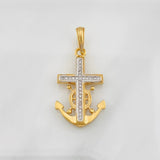 Dije Cruz Alta Mar 3g / 3.3cm Dos Oros Amarillo Blanco 18K