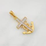 Dije Cruz Alta Mar 3g / 3.3cm Dos Oros Amarillo Blanco 18K