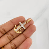 Dije Cruz Alta Mar 3g / 3.3cm Dos Oros Amarillo Blanco 18K