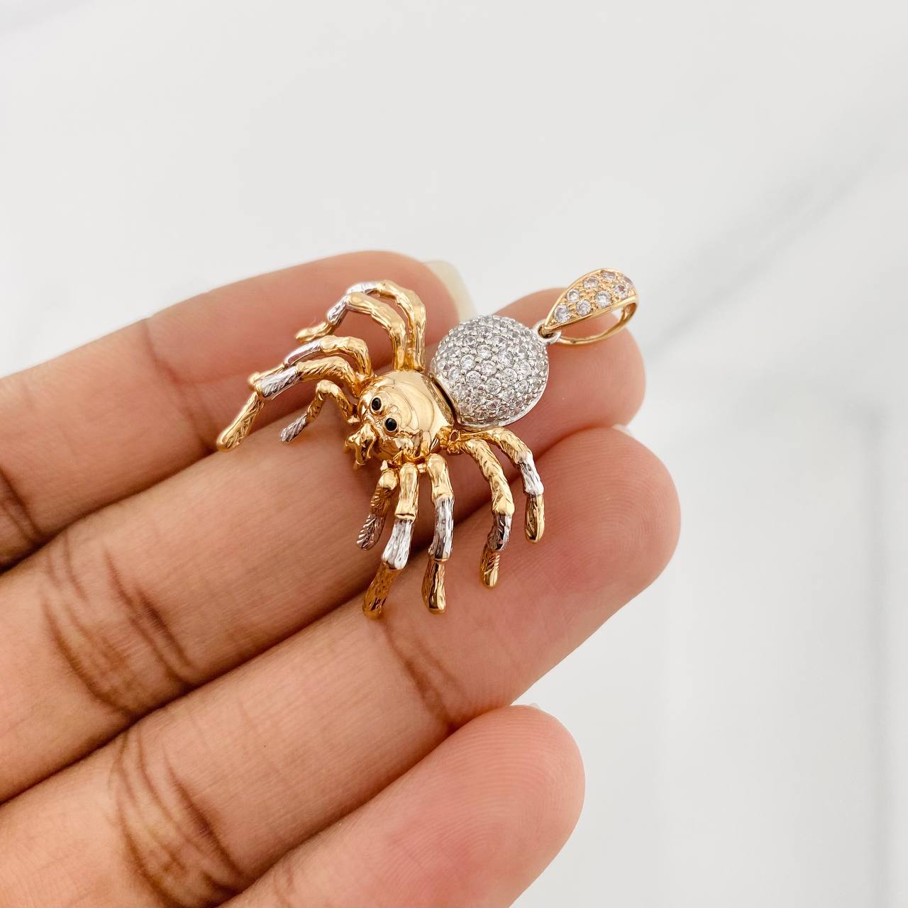 Dije Araña 4.9g / 3cm Dos Oros Blanco Rosa 18K