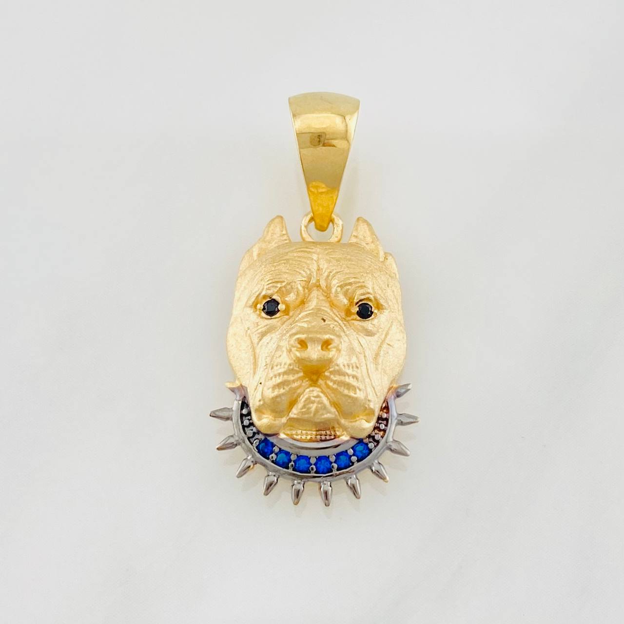 Dije Rostro Perro Mate 2.55g / 2.5cm Dos Oros Negro Amarillo 18K