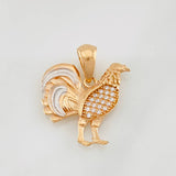 Dije Gallo 2.85g / 2cm Dos Oros Blanco Rosa 18K