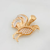 Dije Gallo 2.85g / 2cm Dos Oros Blanco Rosa 18K