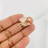 Dije Gallo 2.85g / 2cm Dos Oros Blanco Rosa 18K
