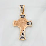 Dije Cruz Cristo 14.8g / 6.5cm Dos Oros Blanco Rosa 18K