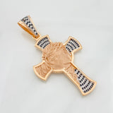 Dije Cruz Cristo 14.8g / 6.5cm Dos Oros Blanco Rosa 18K