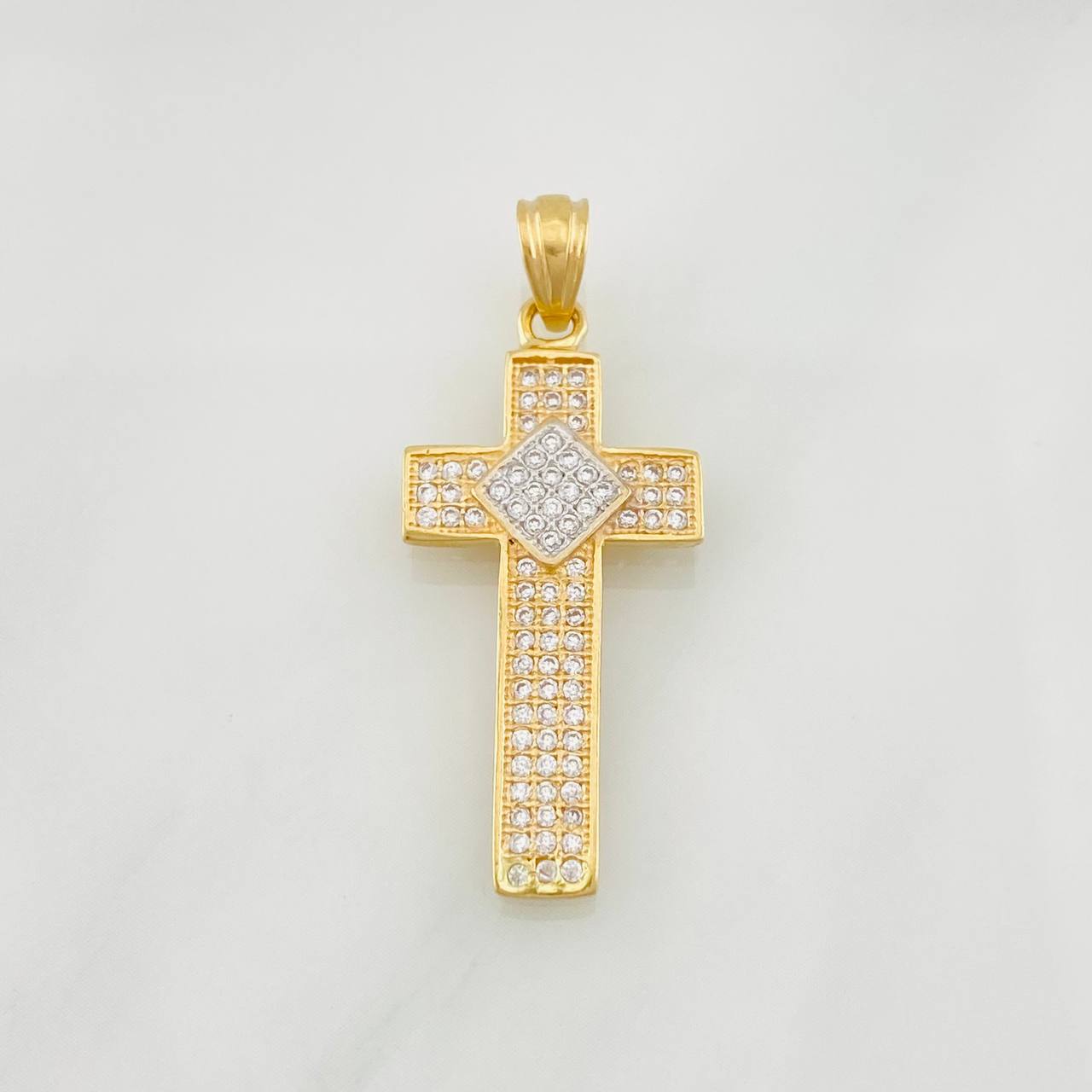 Dije Cruz 2.65g / 3.7cm Dos Oros Amarillo Blanco 18K