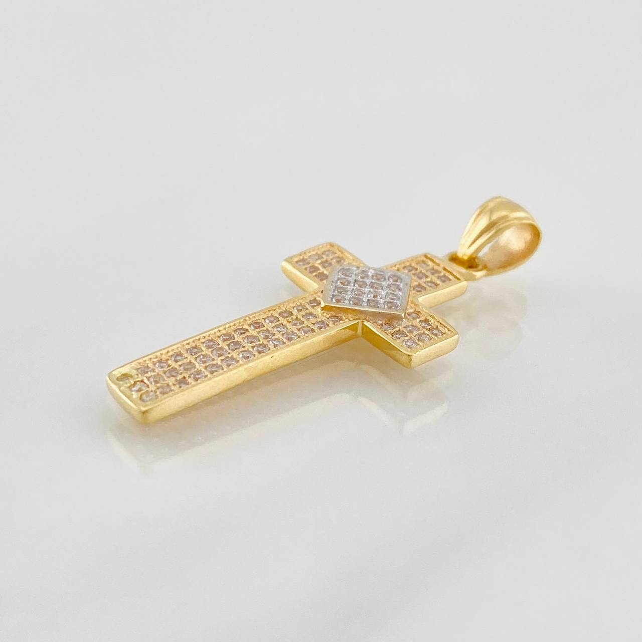Dije Cruz 2.65g / 3.7cm Dos Oros Amarillo Blanco 18K