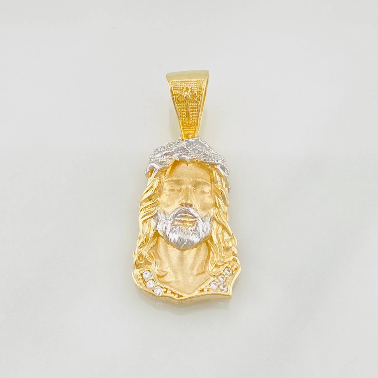 Dije Rostro Cristo 3.45g / 3cm Dos Oros Amarillo Blanco 18K
