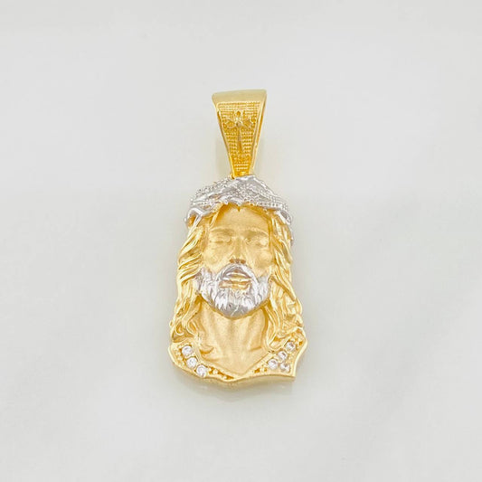 Dije Rostro Cristo 3.45g / 3cm Dos Oros Amarillo Blanco 18K