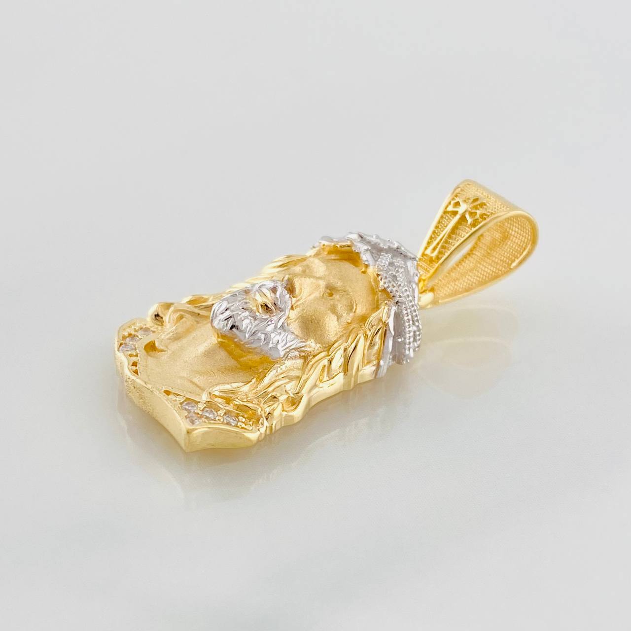 Dije Rostro Cristo 3.45g / 3cm Dos Oros Amarillo Blanco 18K