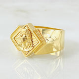 Anillo Rombo Rostro Jesus 5.65gr / T10 1/4 / Oro Amarillo 18K *
