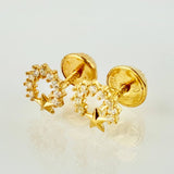 Topos Aro Semi Estrellado 0.65gr / 6mm Oro Amarillo 18K
