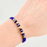 Pulsera Tejida Azul Rey Neoros 4Und / Bolas 5Und 4Mm-5Mm-6Mm Oro Amarillo 18K