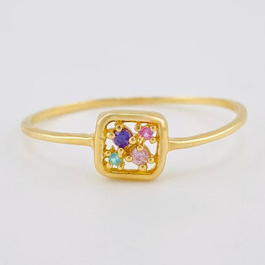 Anillo Recuadro Triqui 0.95 g / T8 Oro Amarillo 18K