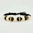 Pulsera Tejida Negra Neoros 4 Und / 5 Und 7Mm Diamantados Oro Amarillo 18K