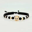 Pulsera Tejida Negra Emogi Diablito Tres Oros 18K