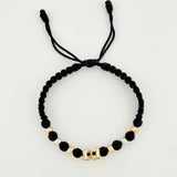 Pulsera Tejida Negra Emogi Diablito Tres Oros 18K