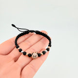 Pulsera Tejida Negra Emogi Diablito Tres Oros 18K