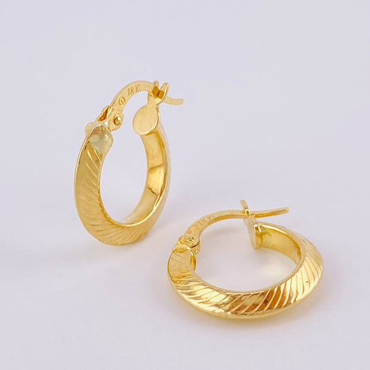 Candongas Clau Rayadas 1.6 g / 1.7 cm Oro Amarillo 18K