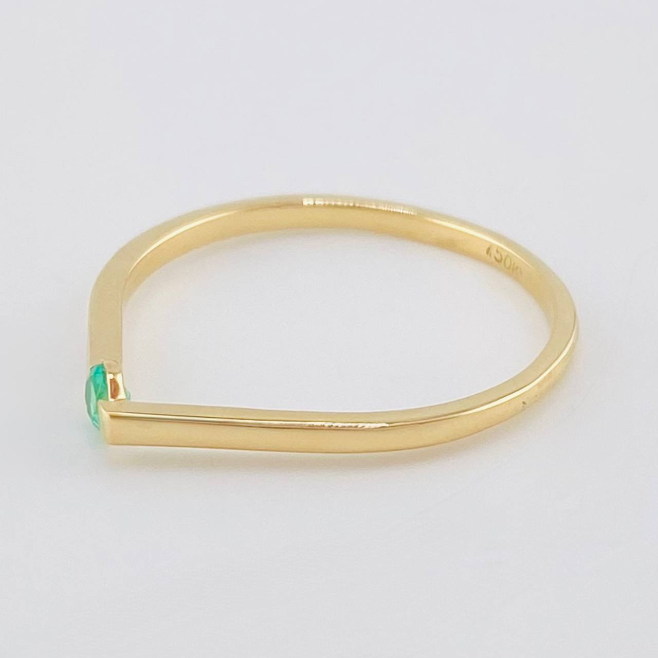 Anillo Gota Esmeralda 8Pts 1.55 g / T8 Oro Amarillo 18K