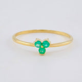 Anillo Flor Triscal Esmeraldas 11Pts 1.2 g / T7 1/2 Oro Amarillo 18K