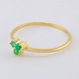 Anillo Flor Triscal Esmeraldas 11Pts 1.2 g / T7 1/2 Oro Amarillo 18K