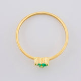 Anillo Flor Triscal Esmeraldas 11Pts 1.2 g / T7 1/2 Oro Amarillo 18K
