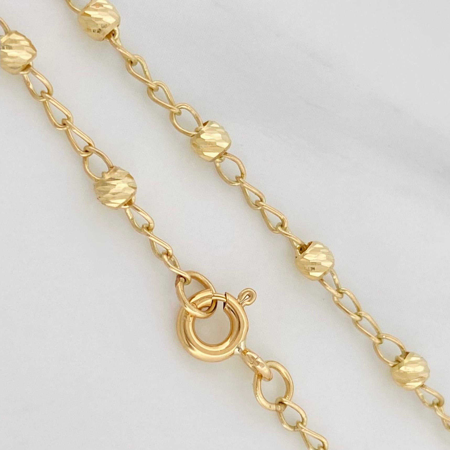 Pulso Denario Virgen Milagrosa Cruz 2.35 g / 19 cm / 3 mm Oro Amarillo 18K