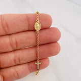 Pulso Denario Virgen Milagrosa Cruz 2.35 g / 19 cm / 3 mm Oro Amarillo 18K