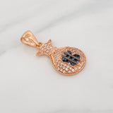Dije Bolsa De Dinero 2.25 g / 3 cm Dos Oros Negro Rosa 18K
