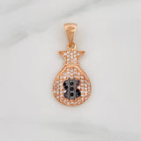 Dije Bolsa De Dinero 2.25 g / 3 cm Dos Oros Negro Rosa 18K