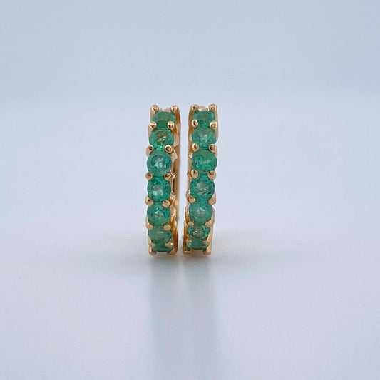 Candongas Tupida Esmeralda 1.6gr / 1.1cm / Oro Amarillo 18K %