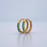 Candongas Carril Vasteado Esmeralda 1.05gr / 1.1cm / Oro Amarillo 18K %