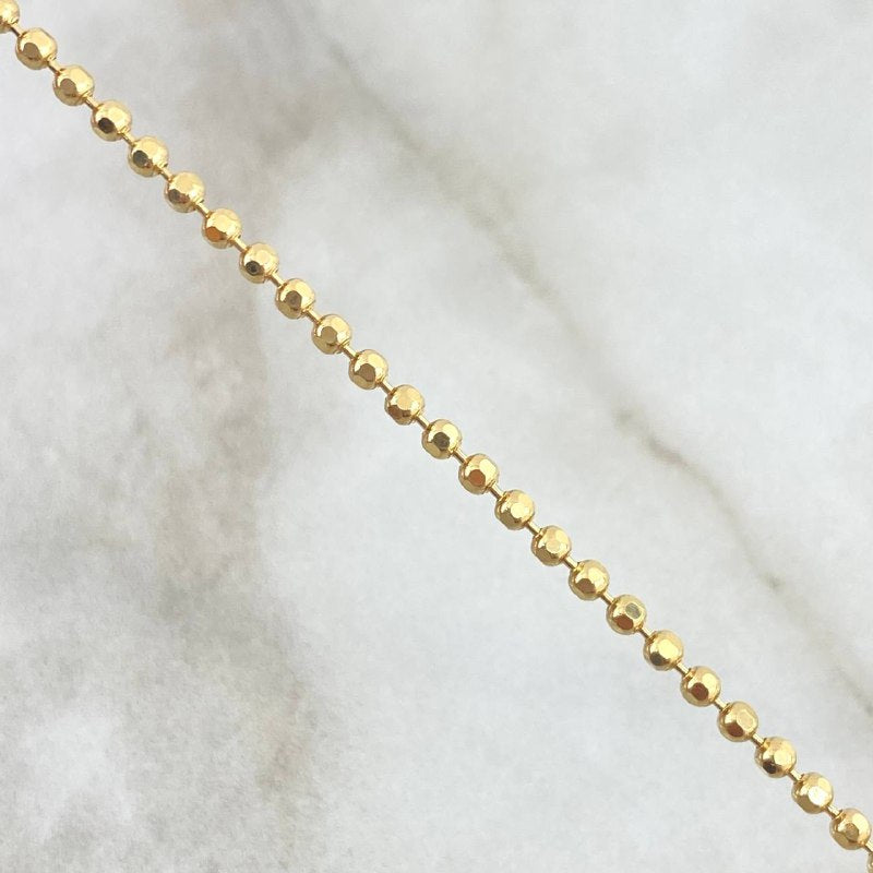 Pulso Militar 3.35gr / 18.5cm / 2mm Bolas Diamantadas Oro Amarillo +3 18K *