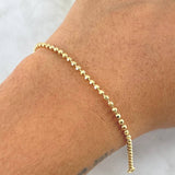 Pulso Militar 3.35gr / 18.5cm / 2mm Bolas Diamantadas Oro Amarillo +3 18K *