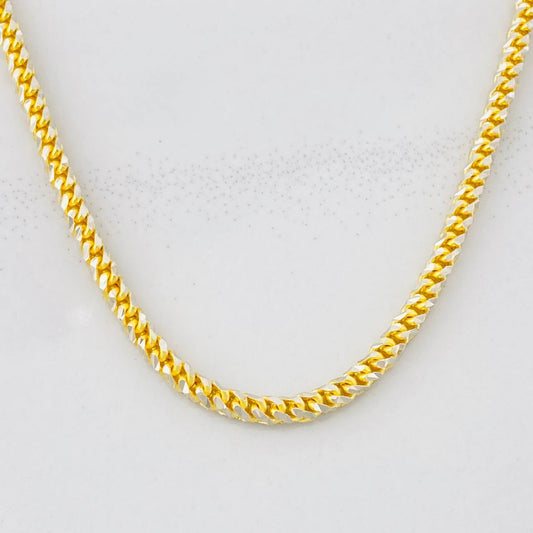 Cadena Franco Diamantada 13.55g / 50cm / 2.15mm Dos Oros Amarillo Blanco 18K