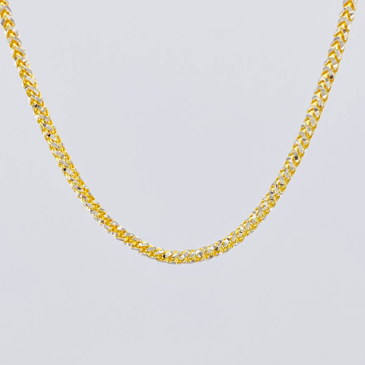 Cadena Franco Diamantada 13.55g / 50cm / 2.15mm Dos Oros Amarillo Blanco 18K