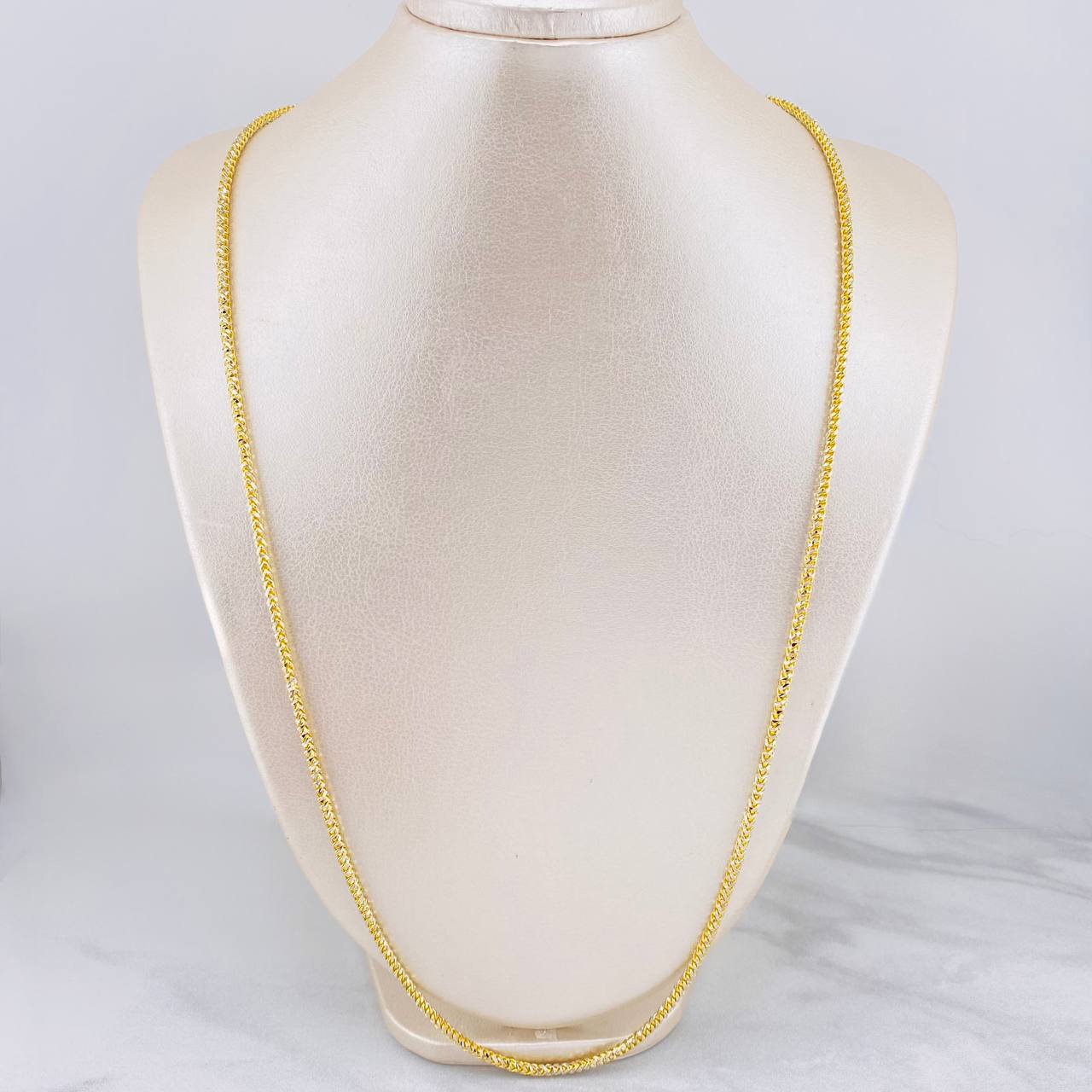 Cadena Franco Diamantada 34.4g / 70cm / 2.8mm Dos Oros Amarillo Blanco 18K