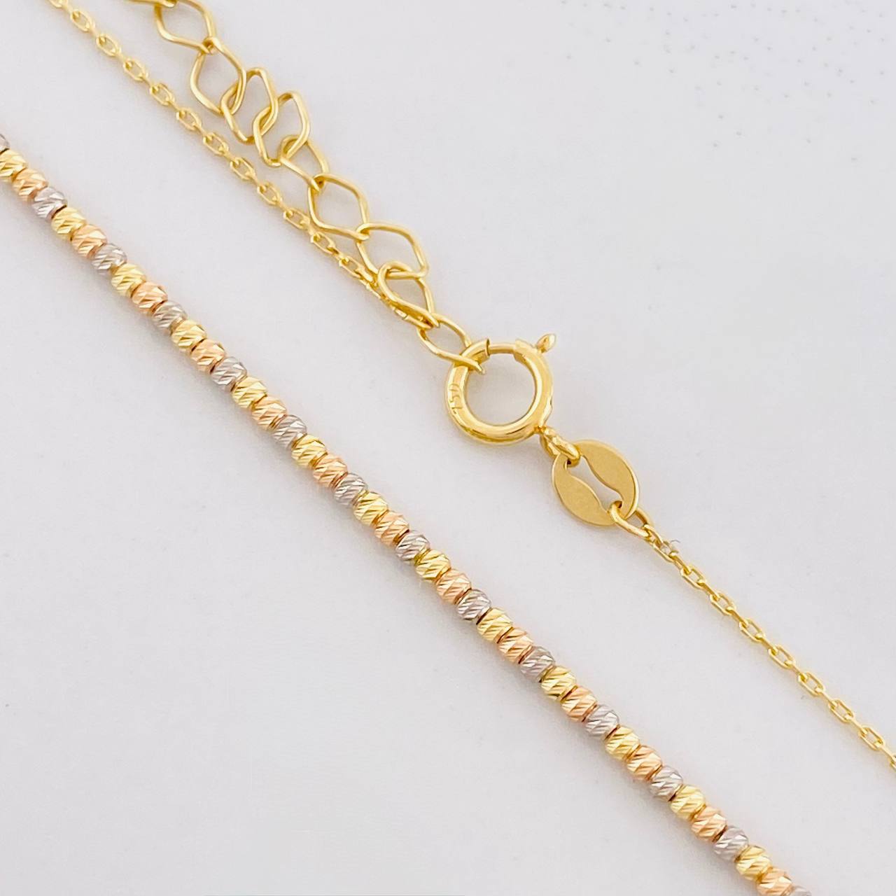 Cadena Aro Seguido Bolas Diamantadas 2.1g / 40cm / 0.6mm Tres Oros 18K