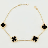 Pulso Modulable Trebol Onix Negro 4.55 g / 18.2 cm - 16 cm / 0.55 mm Oro Amarillo 18K