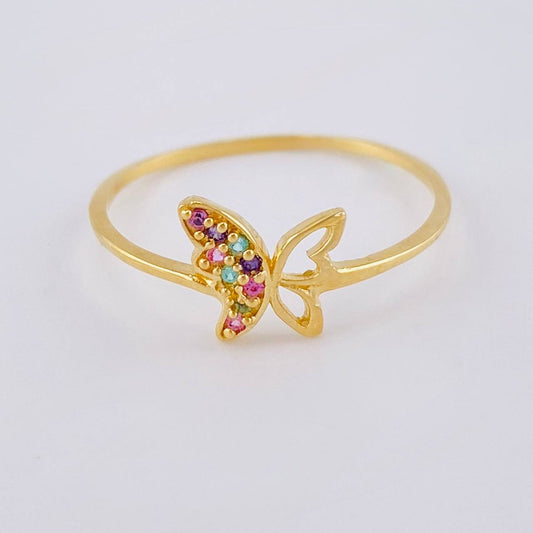 Anillo Silueta Mariposa 1.1 g / T8 1/2 Oro Amarillo 18K