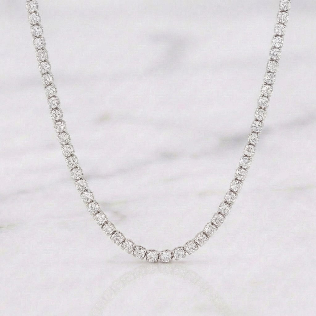 Cadena Tenis Diamantes 4,24 Qts 4.75 g / 38 cm / 1.9 mm Oro Blanco 18K