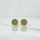 Topos Circulo Plano 1.6gr / 7mm Circones Verdes Oro Amarillo 18K ©