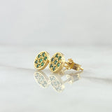 Topos Circulo Plano 1.6gr / 7mm Circones Verdes Oro Amarillo 18K ©