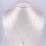 Set Cadena Veneciana + Dije Cruz Tupida Esmeralda 9 Pts / 1.3 g / 45 cm Oro Amarillo 18K