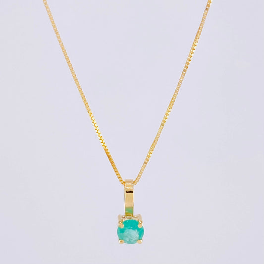 Set Cadena Veneciana + Dije Sencillo Redondo Esmeralda 18 Pts / 1.15 g / 45 cm Oro Amarillo 18K
