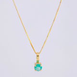 Set Cadena Veneciana + Dije Sencillo Redondo Esmeralda 18 Pts / 1.15 g / 45 cm Oro Amarillo 18K