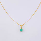 Set Cadena Veneciana + Dije Sencillo Redondo Esmeralda 18 Pts / 1.15 g / 45 cm Oro Amarillo 18K